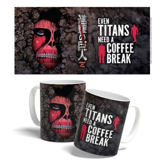 325ml ceramic mug featuring Wall Titan and humorous design