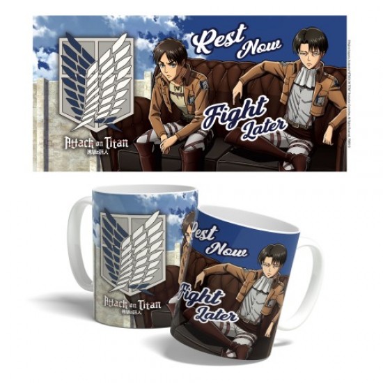 325ml ceramic mug featuring humorous Attack on Titan design