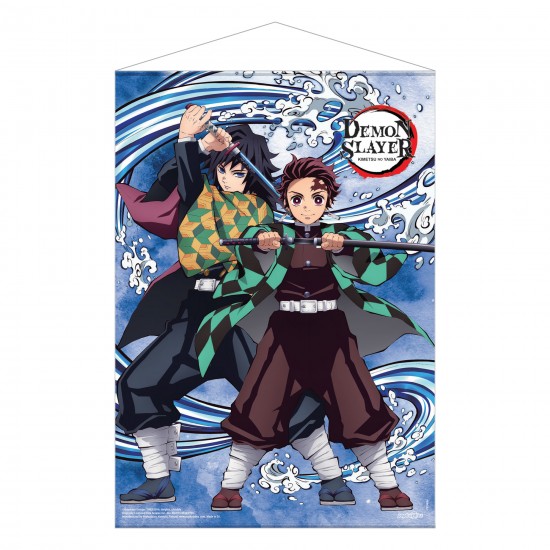 Demon Slayer: Tanjiro Kamado and Giyu Tomioka Water Breathing Fabric Wall Scroll